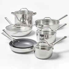 12pc Stainless Steel Nonstick Cookware Set Dark Gray - Figmint: Induction &