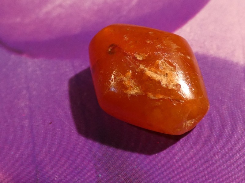 ANCIENT WESTERN ASIA N. AFRICA PATINIZED ORANGE AGATE BICONE BEAD 17.6-13.9 MM