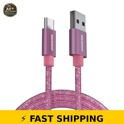 #ad #ad Powertek USB A to USB C Cable 6FT Pink Glitter $24.99