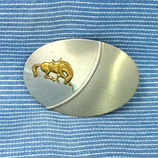 Western Horse Belt Buckle Nickel Silver Cowboy Cowgirl Vtg 80s Chambers .GTA542