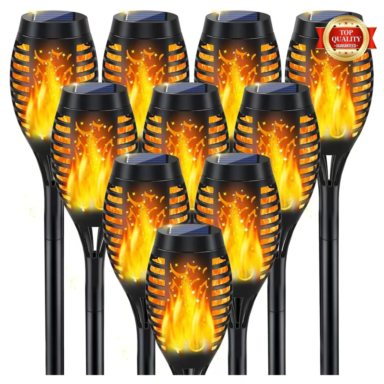 Solar Torch Lights Outdoor Flickering Flame Garden Pathway Landscape Decor 10Pk