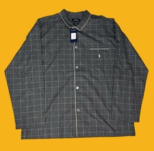 Men  s Polo Ralph Lauren Button Up Sleepwear Pajama Shirt Grey Plaid Size XL NWT