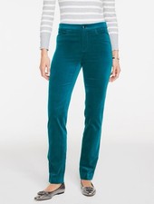 NEW TALBOTS STRAIGHT LEG STRETCH VELVETEEN PANTS BLUE SPRUCE SIZE 8P