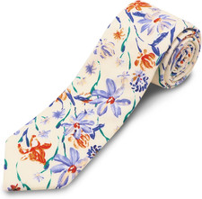 Cotton Floral Ties for Men 2.76" Men's Skinny Tie Linen Flower Printed Neck Tie