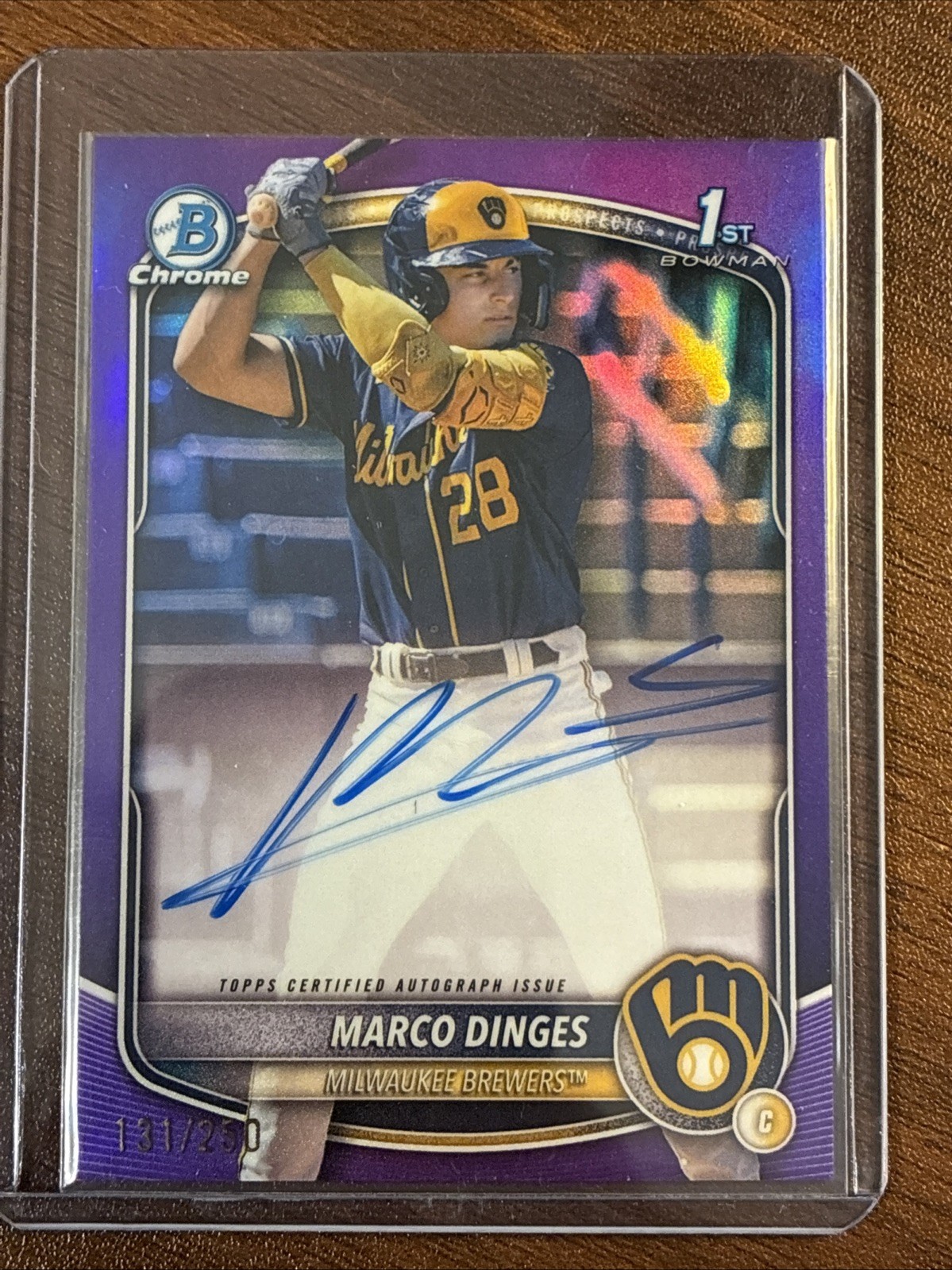 2025 Bowman Chrome 1st Prospect Autographs Marco Dinges True Purple 131/250