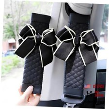Cute Bow Leather Car Seat Belt Cover Pads,2 Pcs Pcs Seat Belt Cover 4 Black