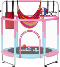55IN 6FT Toddler Trampoline for Kids Indoor Outdoor Play for Kids Trampoline Bas