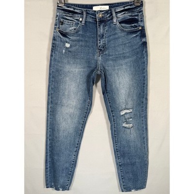 KanCan High Rise Skinny Distressed Raw Hem Jeans KC8622D-SF Blue Womens Y2K