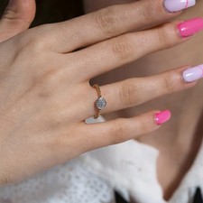 Sterling Silver Yellow Gold Plated CZ Stones Round Ladies Ring