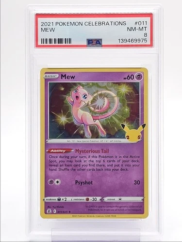 MEW 2021 POKEMON CELEBRATIONS HOLO RARE 011/025 PSA 8 Q1404