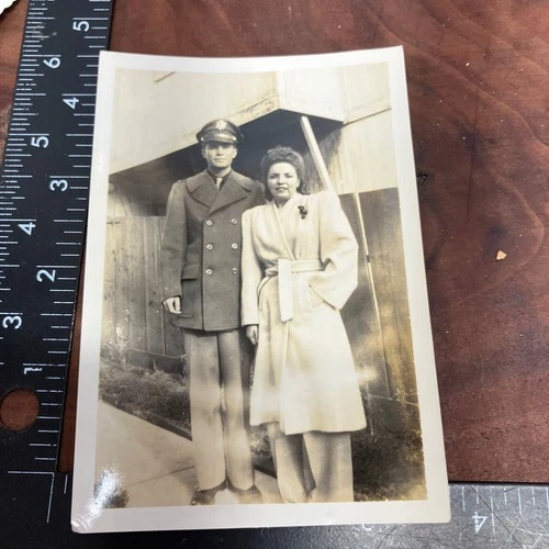Vintage WWII 1943 Photo US Soldier Uniform Couple Portrait Snapshot Original