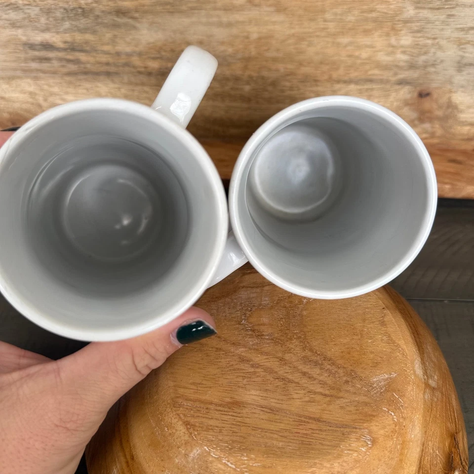 Juego de 2 tazas de café Starbucks blancas altas 14 oz cerámica 2008 Foto 3 de 4