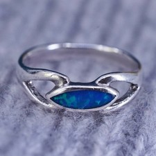 Size 7.75, VTG Sterling Silver Native American opal Ring, ring, 925 band opal