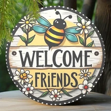 Vintage Floral Round Aluminum Wall Art 8x8 Inch