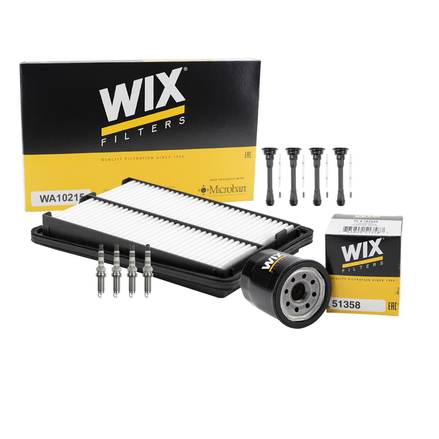 Wix Tune Up Kit NGK 4 Spark Plug  Coil Boot Kit for Rogue 2.5L L4 Sport Utility