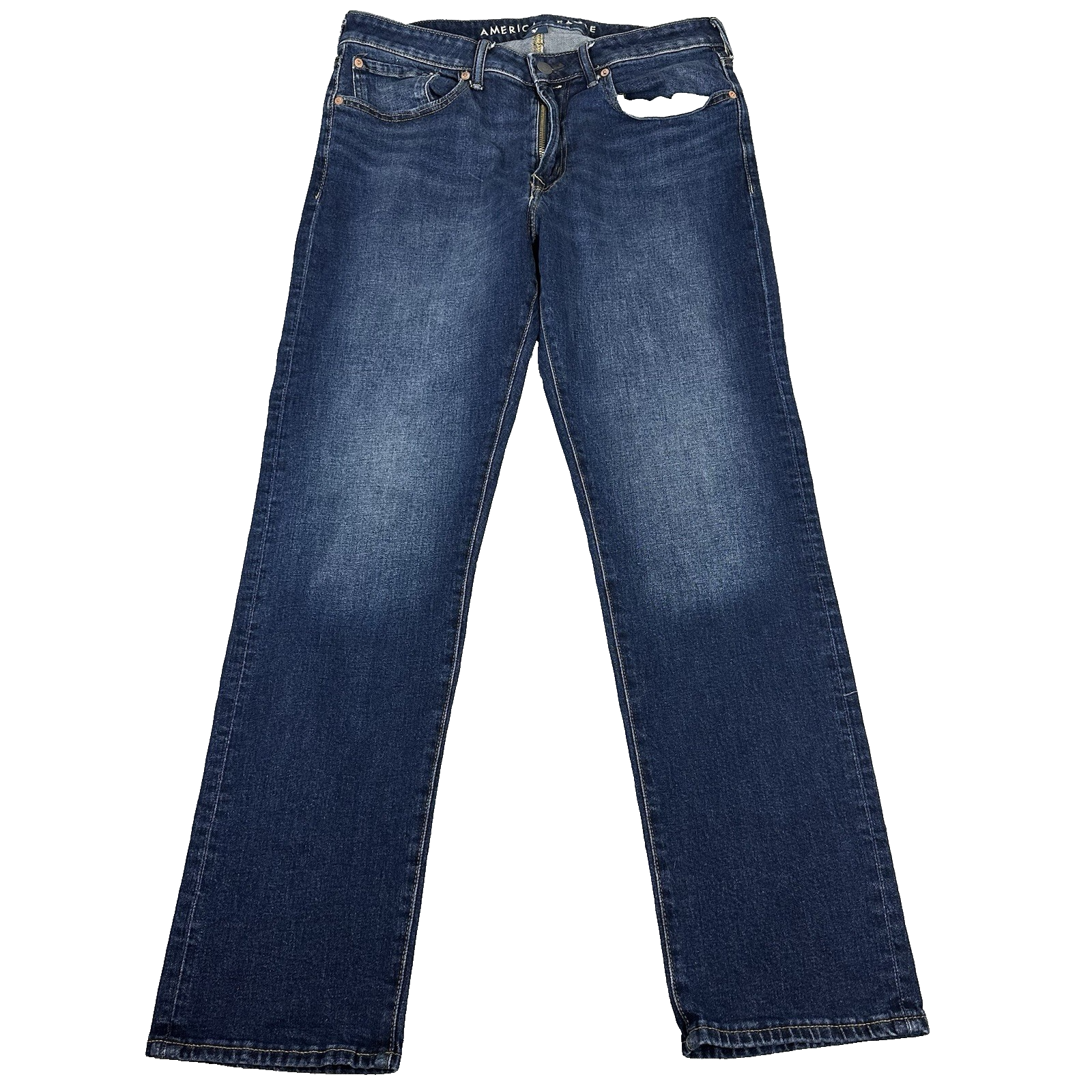 American Eagle Men's Original Straight Airflex 34x34(34x32) Dark Wash Fade Jeans