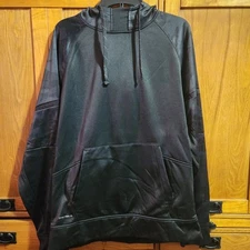 Layer 8 Men's Black Thermal Hoodie With Black Camo Print Accents Size Large