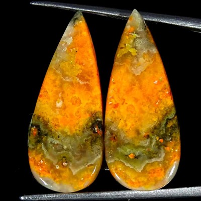 17.40Cts Natural Bumble Bee Jasper Pair Pear Cabochon Loose Gemstone