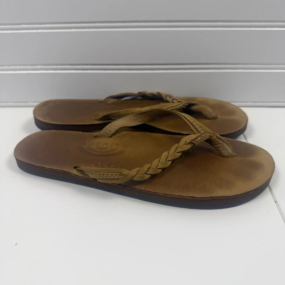 Радужные сандалии кокетливая коса женские сандалии экспрессо кожа шлепанцы - Изображение 4 из 4