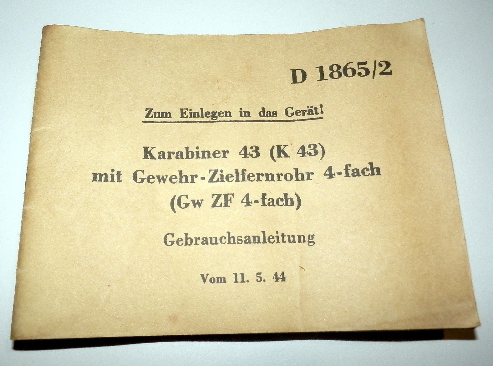 Libretto di uso e manutenzione Karabiner 43 (K43) con (Gw ZF 4-fach) WWII WW2
