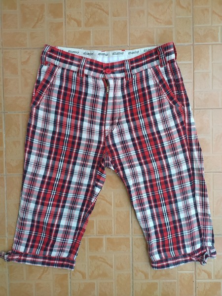 WHITE MOUNTAINEERING LEINEN KARIERTE SHORTS HOSE GR L