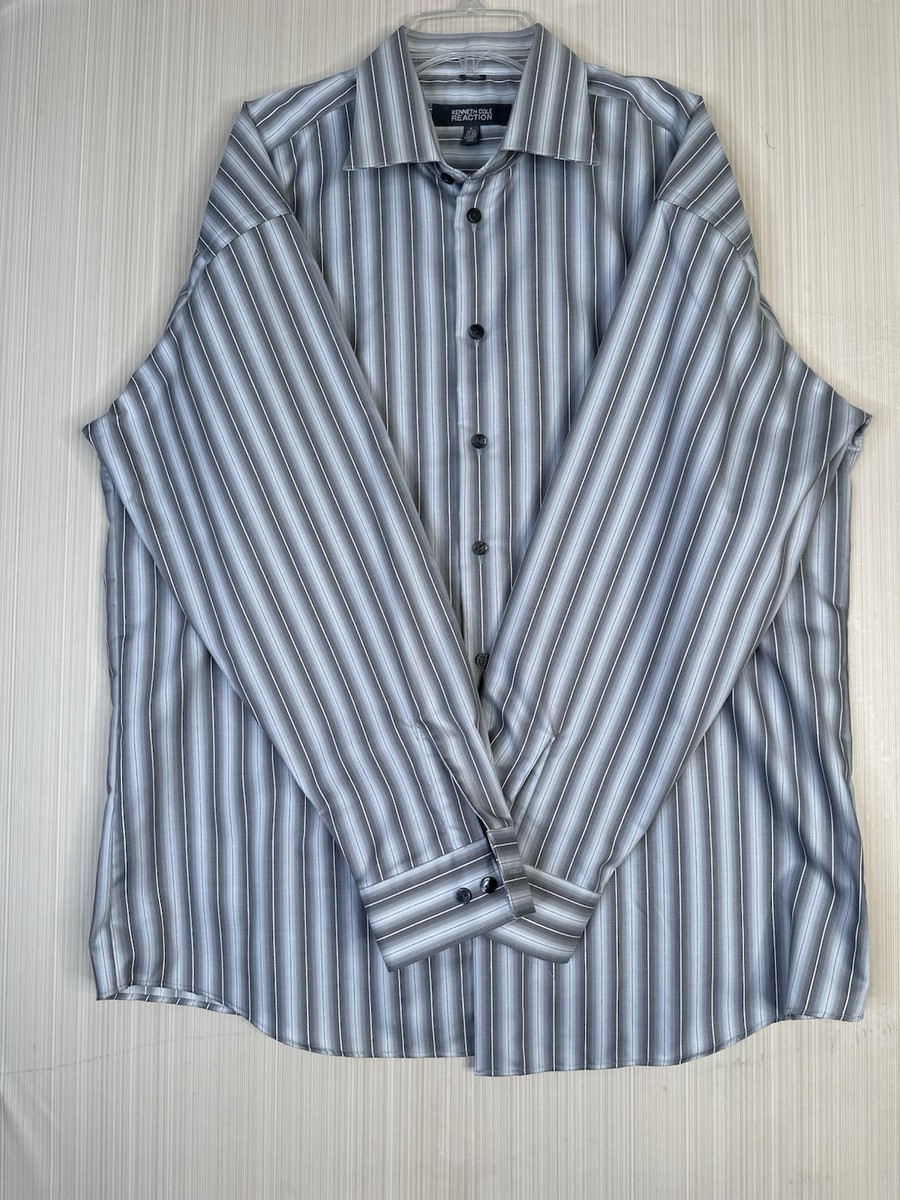 Kenneth Cole Mens Slim Fit Button Up Dress Shirt, Blue, 16.5" Neck 32"-33"  | eBay