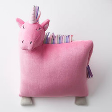 Plush Unicorn Character Pink 18 In. Square Pillow
