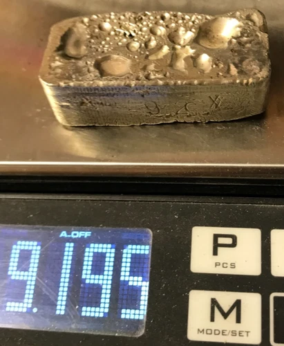 Hand Poured 9.195 Troy Oz 9.25 Silver Bar (DJ)
