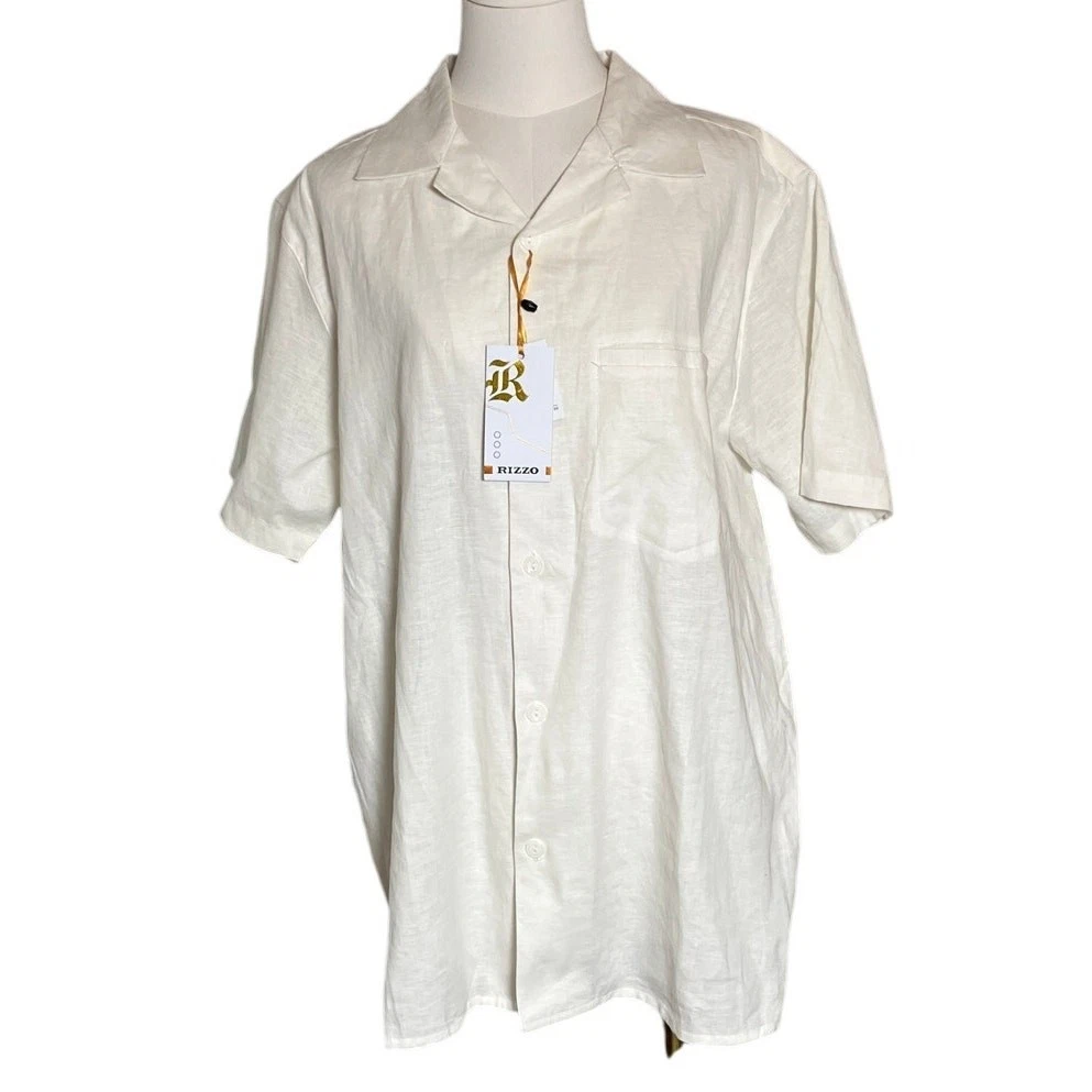 Rizzo White Linen Blend Button Shirt M Italian Style NWT
Opens in a new window or tab