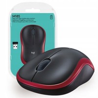 Logitech M185 Kabellose Usb-Maus, Rot, Optisch, 2,4 Ghz