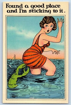Lobster Bite Woman Dress Found A Good Place And I'm Sticking To It Postcard