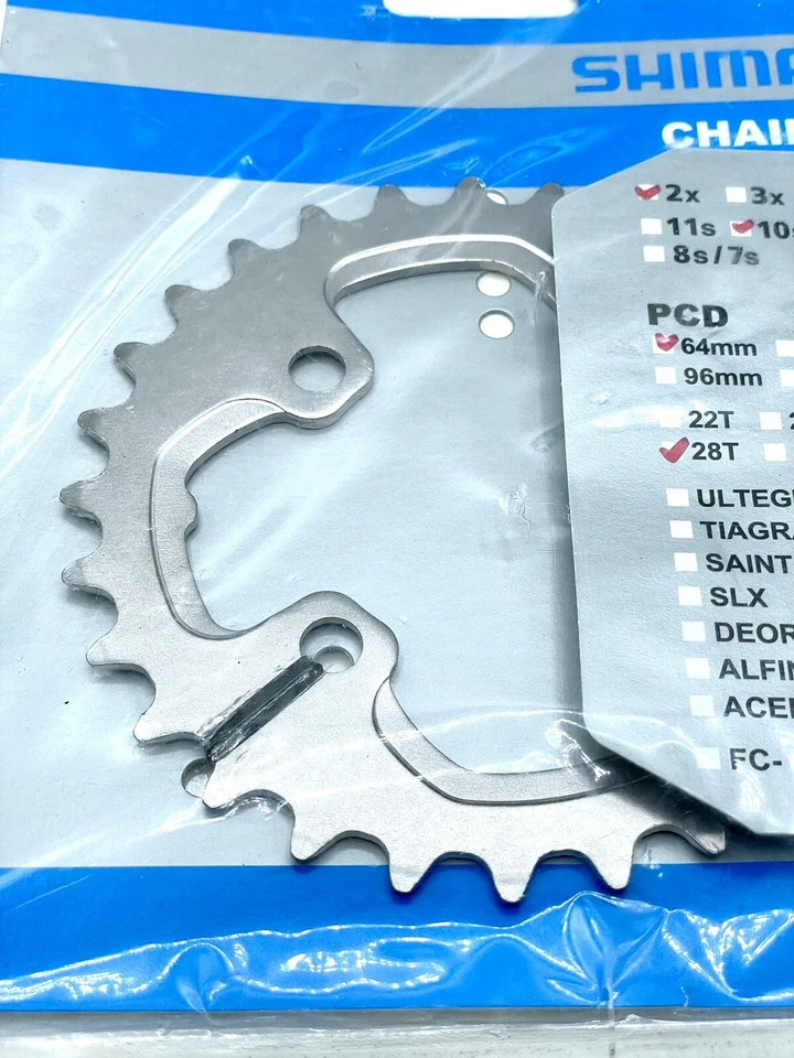 Plato Shimano Deore XT FC-M785 MTB 28T 64mm BCD 2x10 velocidades para 40-28T tipo AJ Foto 2 de 4