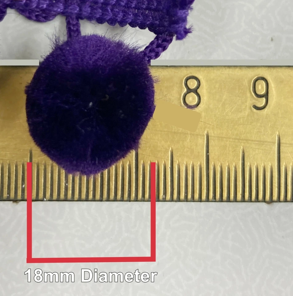 Pom Pom Trim Trimming Sewing Craft Per Metre 18mm Bobble Fringe 28mm Pompom - Image 2 of 3