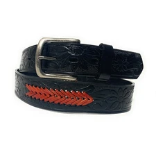 MENS GENUINE LEATHER WESTERN STYLE BELT COWBOY RODEO CASUAL OR WORK LEATHER BELT