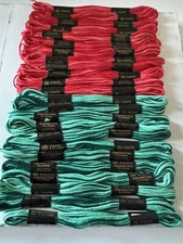 Coats & Clark Variegated Embroidery Floss Thread~Lot of 24 skeins~Red and Green