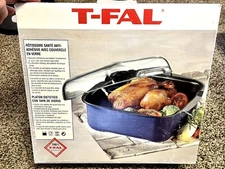 T-Fall Non Stick Roasting Pan W/Pyrex Glass Cover 9.75" x 9.75" NEW IN BOX
