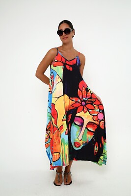 Women's Pop Art Vibrance Dress Spaghetti Strap Maxi Dress | eBay