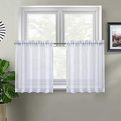 Xwtex White Kitchen Tier Curtains Rod Pocket Privacy Caf Sheer Ds Half For 2 - Kitchen Tier Curtains