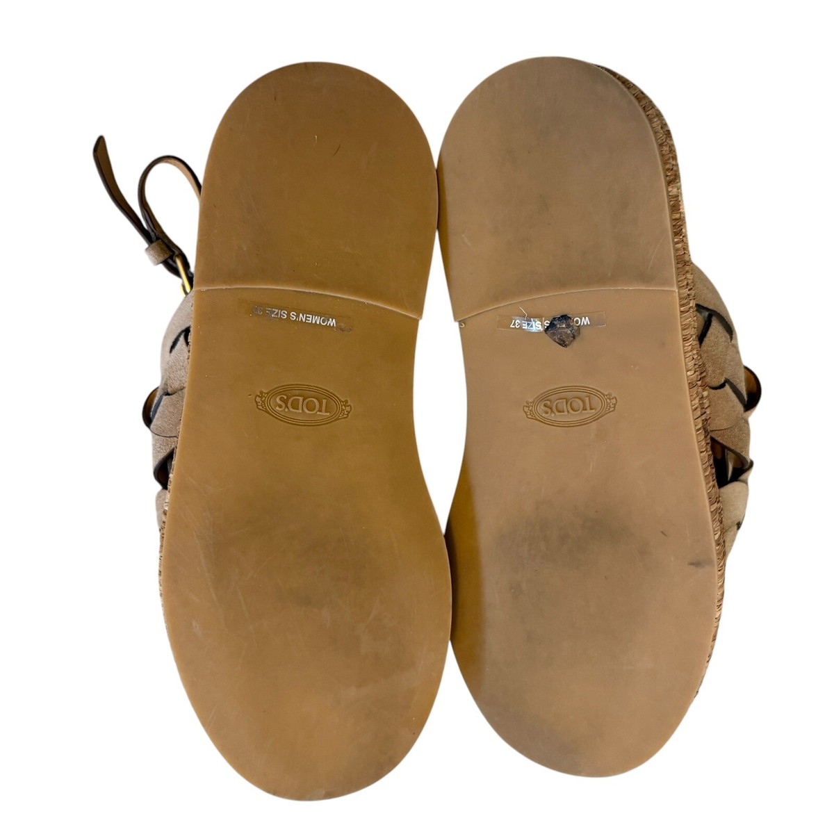 セール★Tod's SAND ZEPPA CORDA TOD'S Zeppa Raffia 72K Espadrille Platform Sandals Tan Suede