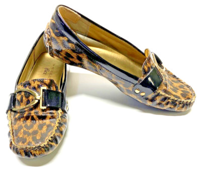 Anne Klein Iflex Womens Size 6 M Loafers Driving Moccasins Flats Shoes Leopard