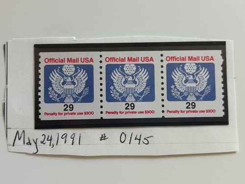 US Stamps SC# O145 Official Mail 29c coil strip of 3 MNH 1991