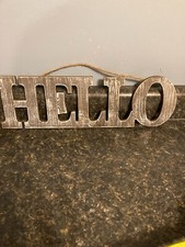 Wooden Hello Sign Wall Decor Hanging Wall Plaque