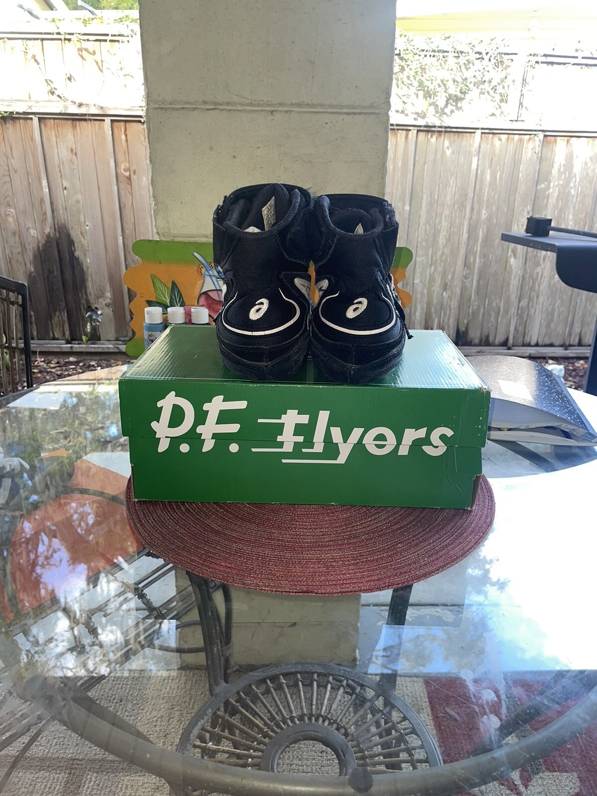 Asics Jackal Wrestling Shoes Mid Top JL203 Mens 9.5 Vintage Black White