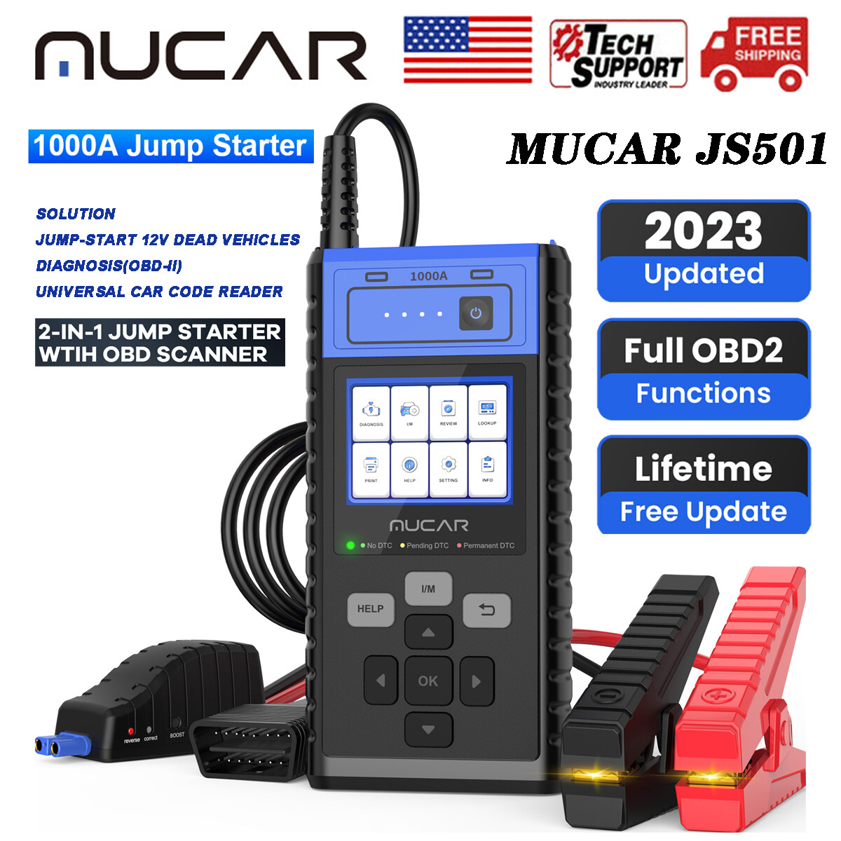 ムクSAR MUCAR JS501 OBD2 Code Reader Universal Car Jump Starter Booster
