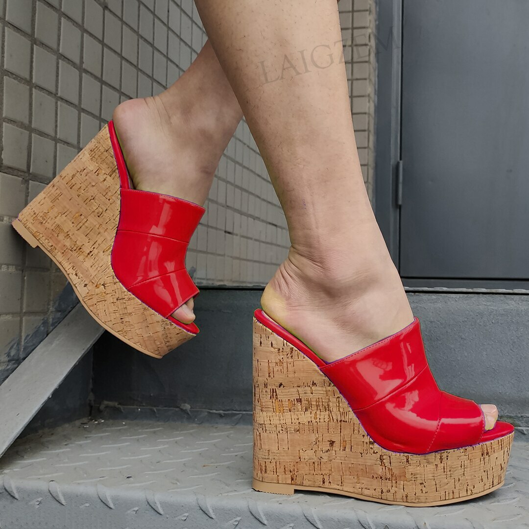 high heel wedge mules