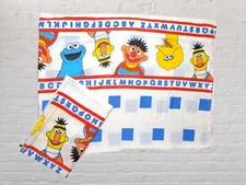 Vtg Stevens Sesame Street ABC Twin Flat Sheet Pillowcase Set The Muppets USA