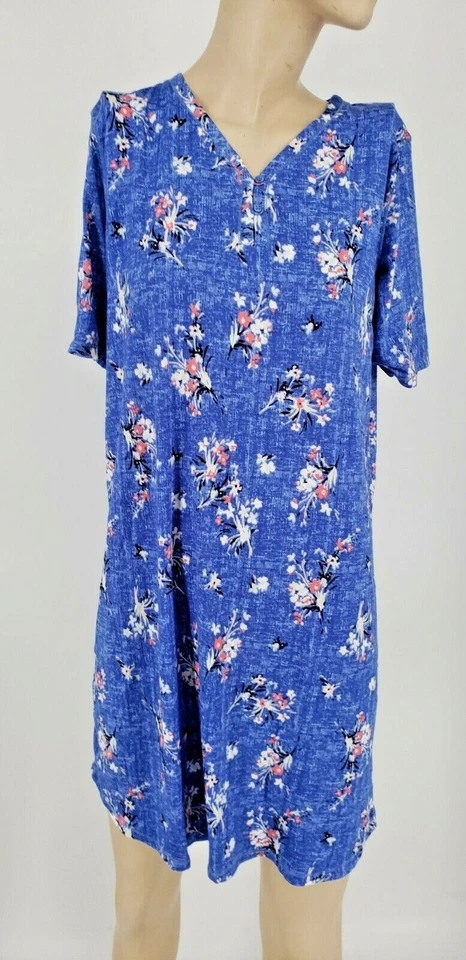 Nuevo con etiquetas Camisón Croft & Barrow Mujer Manga Corta Tejido Poliéster Azul Floral Foto 2 de 4