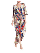 TOV Los Angeles Jersey Draped Print Dress ~38 / S- M RETRO PARTY GLAM