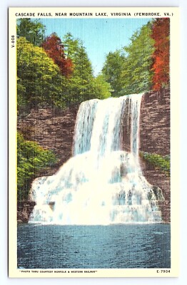 Postcard Cascade Falls Pembroke Virginia VA Near Mountain Lake
