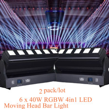 2pack 6 x 40W RGBW 4in1 LED Pixel Beam Zoom Wash Moving Head Bar Light Disco